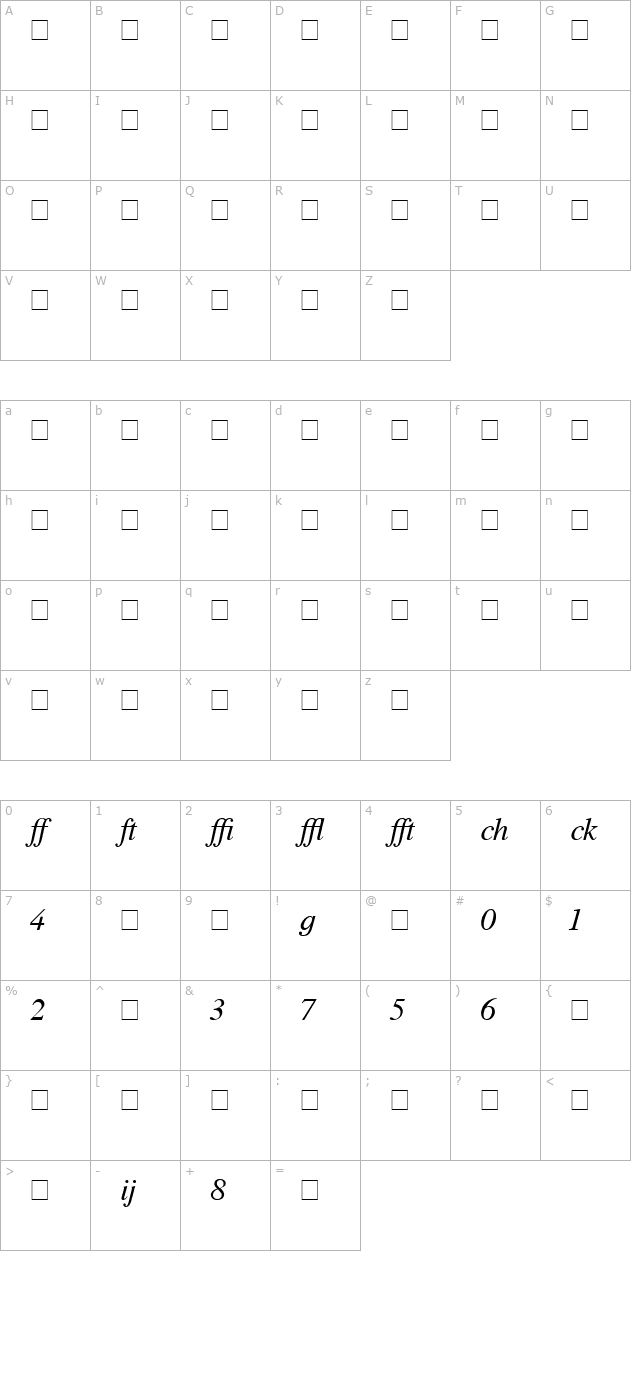 Times Profi Italic character map