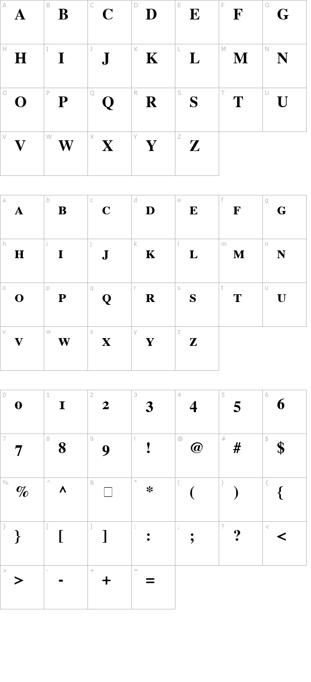 times-sc-bold character map