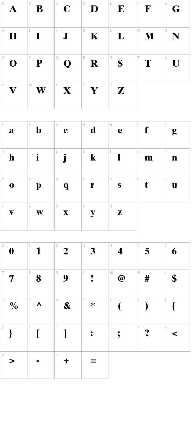 times-ten-ce-bold character map