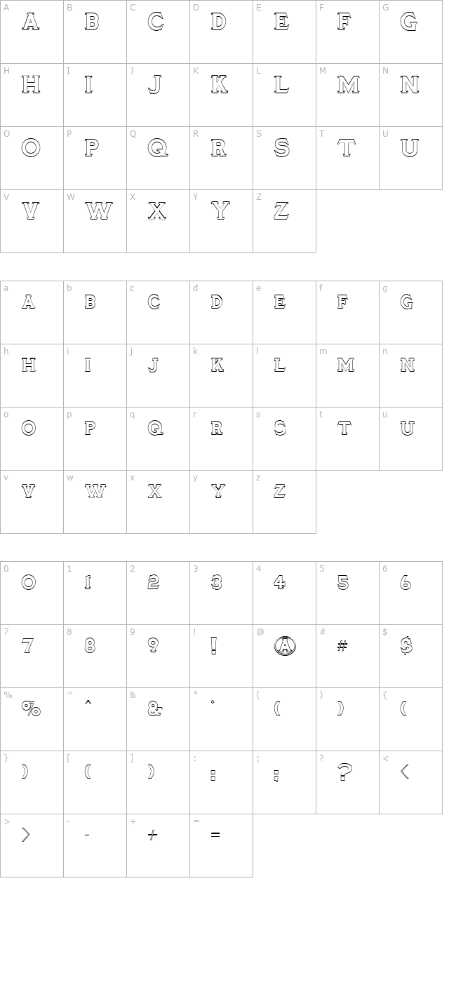 TinplateTitling character map