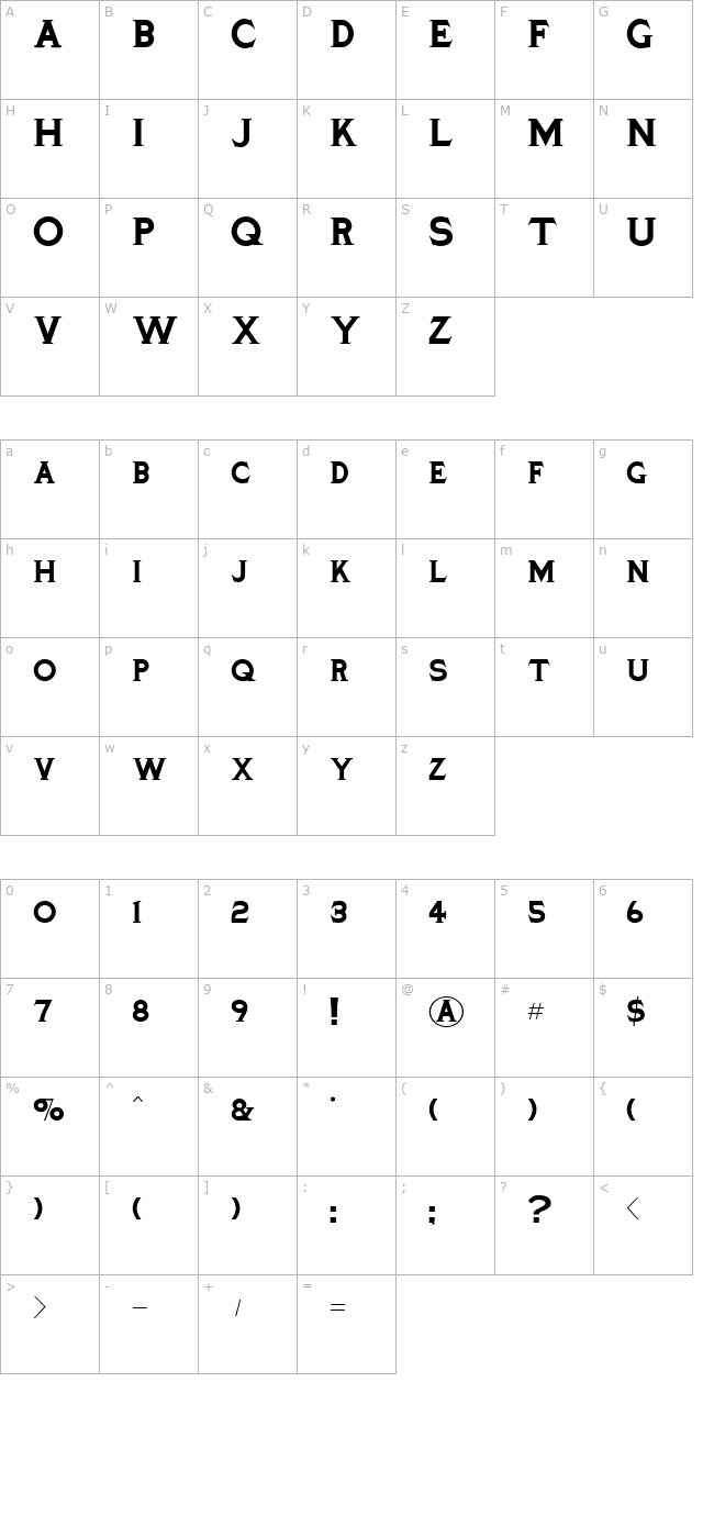 TinplateTitlingBlack character map