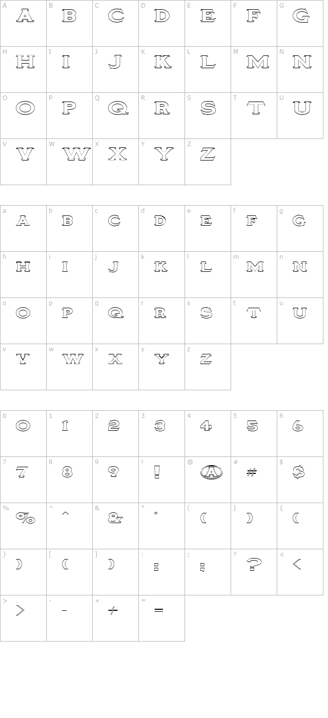 TinplateTitlingWide character map