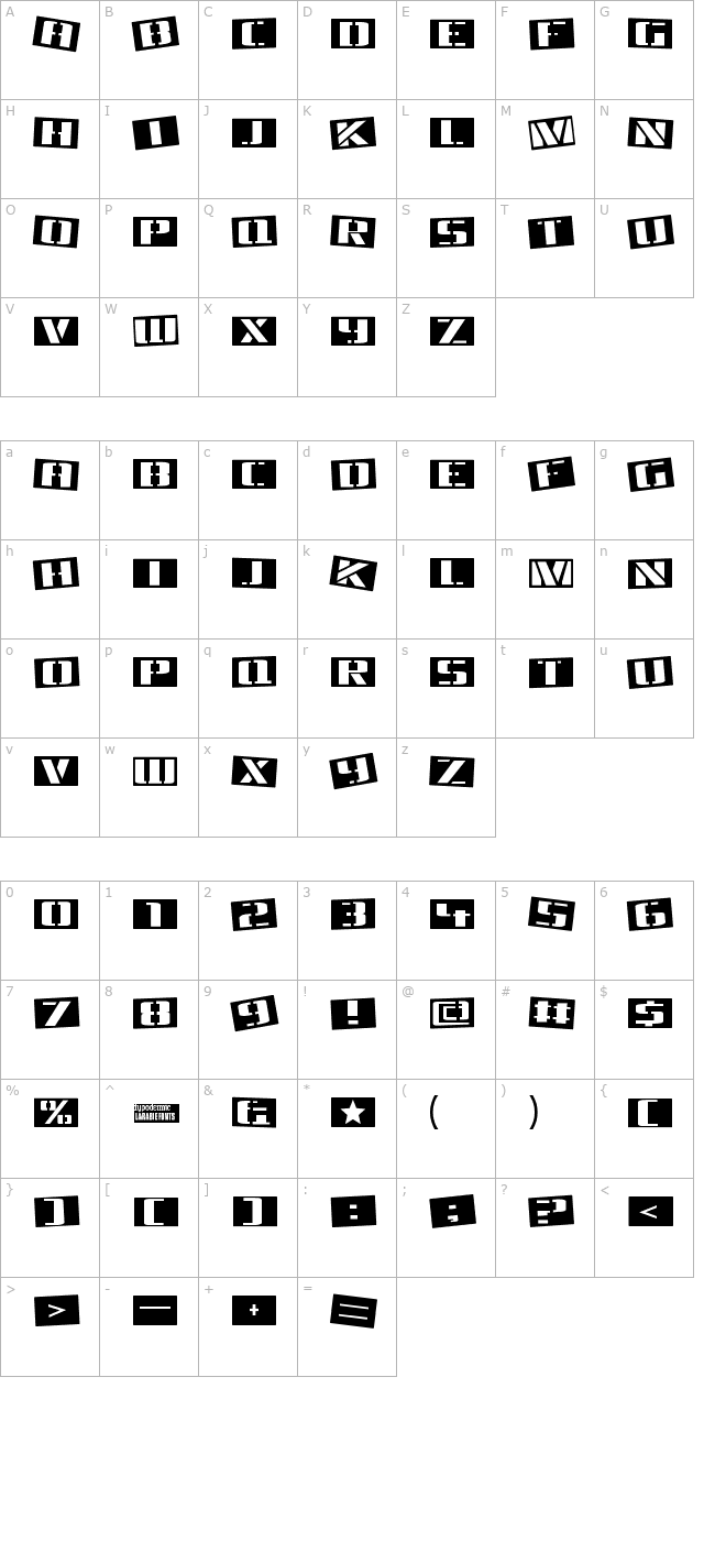 Tinsnips character map