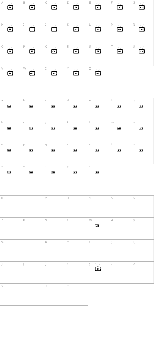 Tiny Tube character map