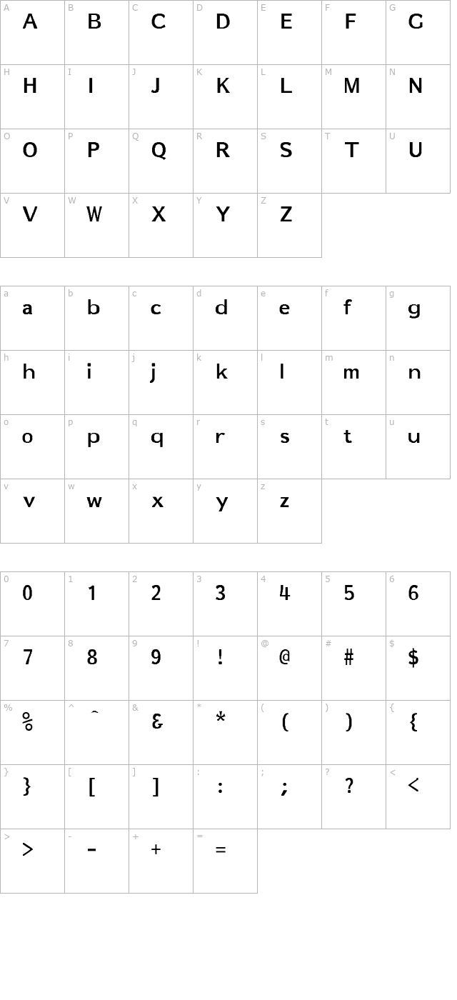 title-bold character map