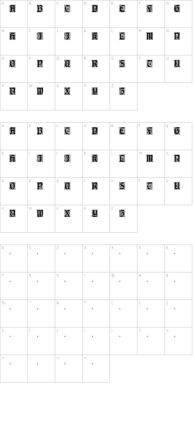 TitlingCaps Regular character map