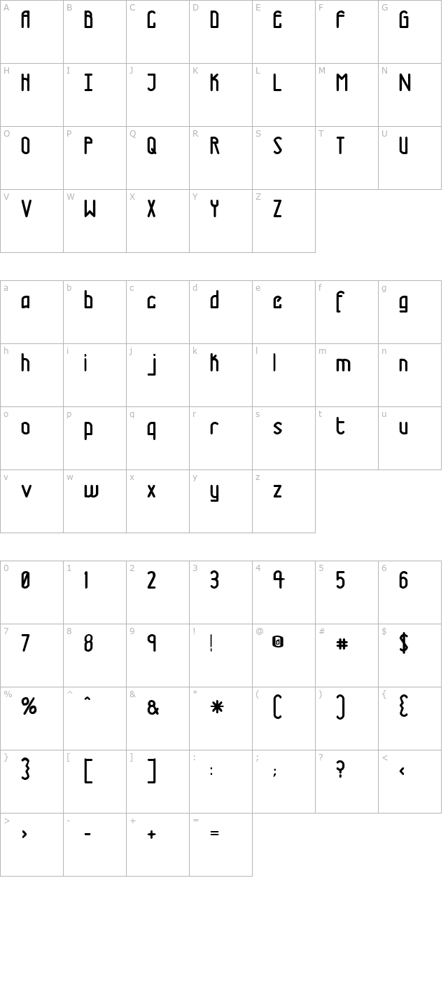 TM Tramway Normal character map