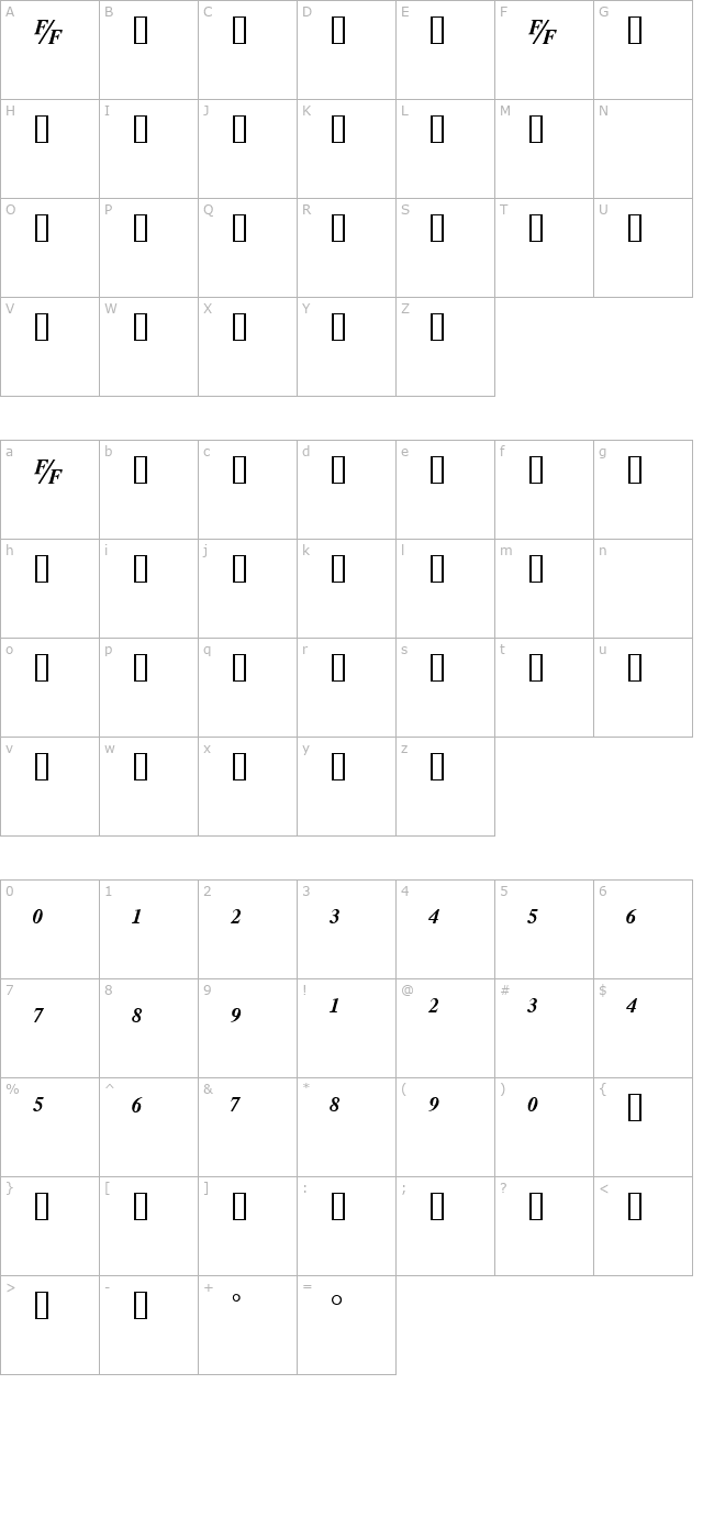 tmsfb-bolditalic character map