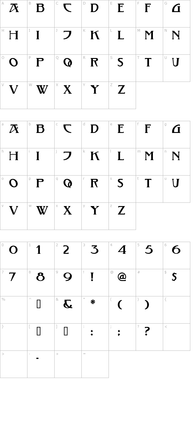 TobaccoRoadNF character map