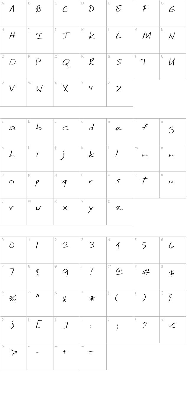 tobyshand-regular character map