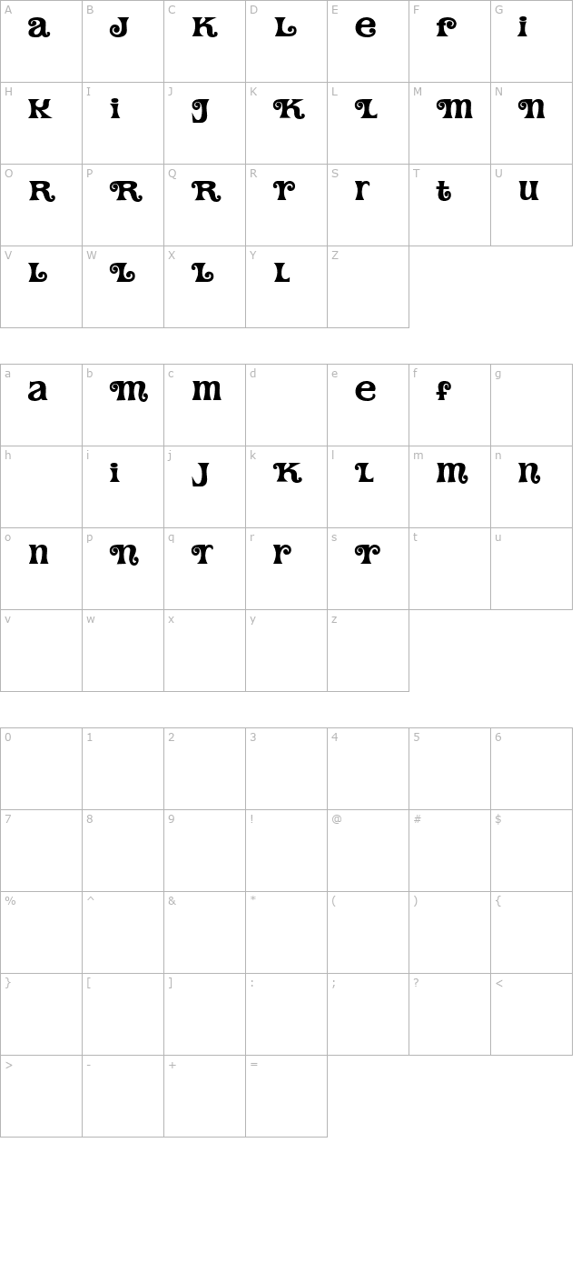 Tomato Alternates II character map