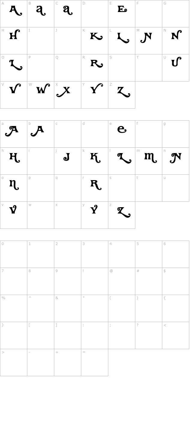 Tomato Swashes character map