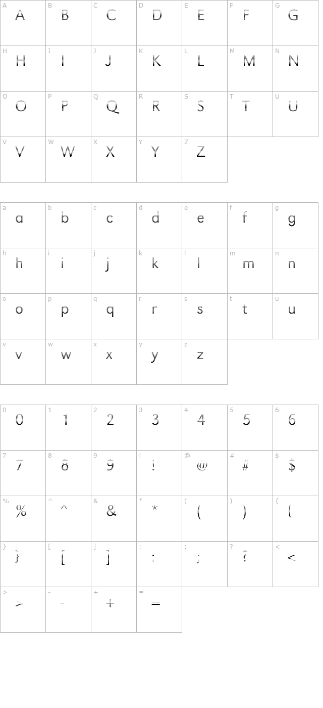 TomBeckerGradient-Light character map