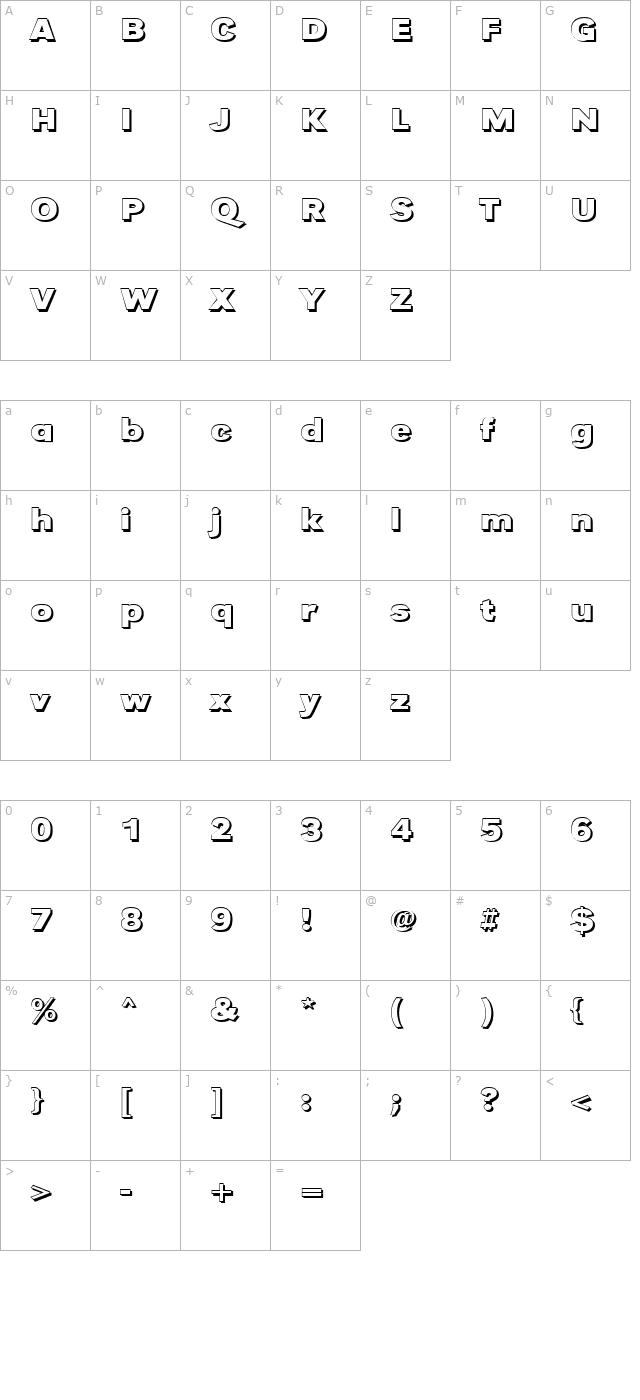 TomBeckerShadowE-Bold character map