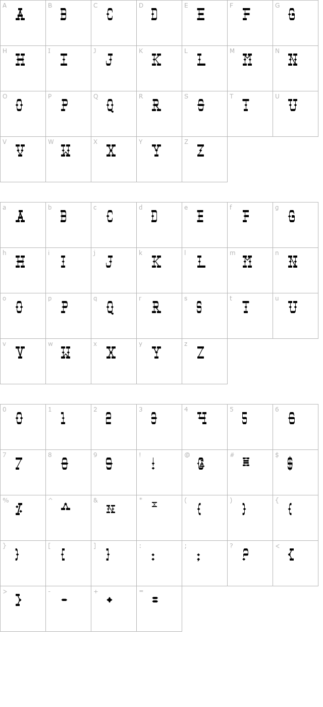 Tombstone character map