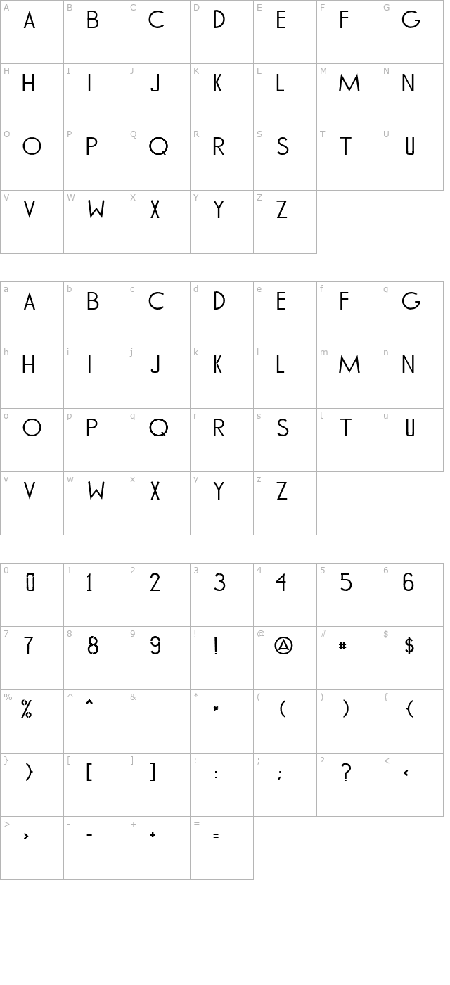 TOMMY HILFIGER AF character map