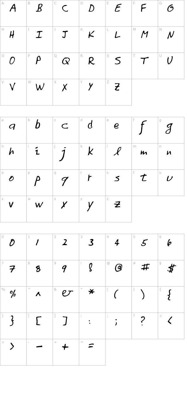 tomo-regular character map