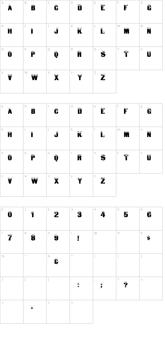 Tone Regular character map