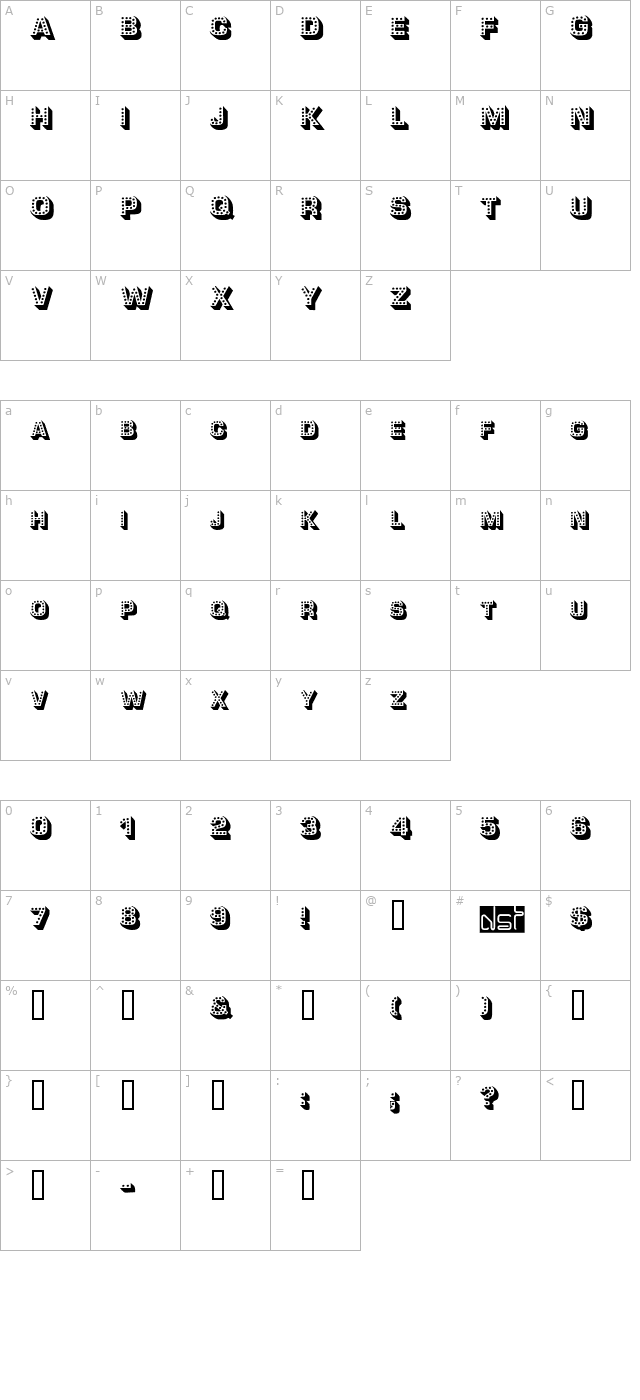 Tonight OTF character map