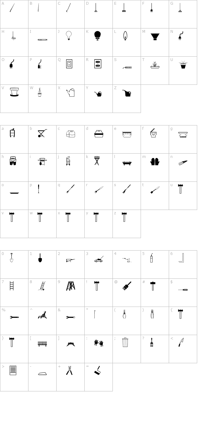 Tools character map