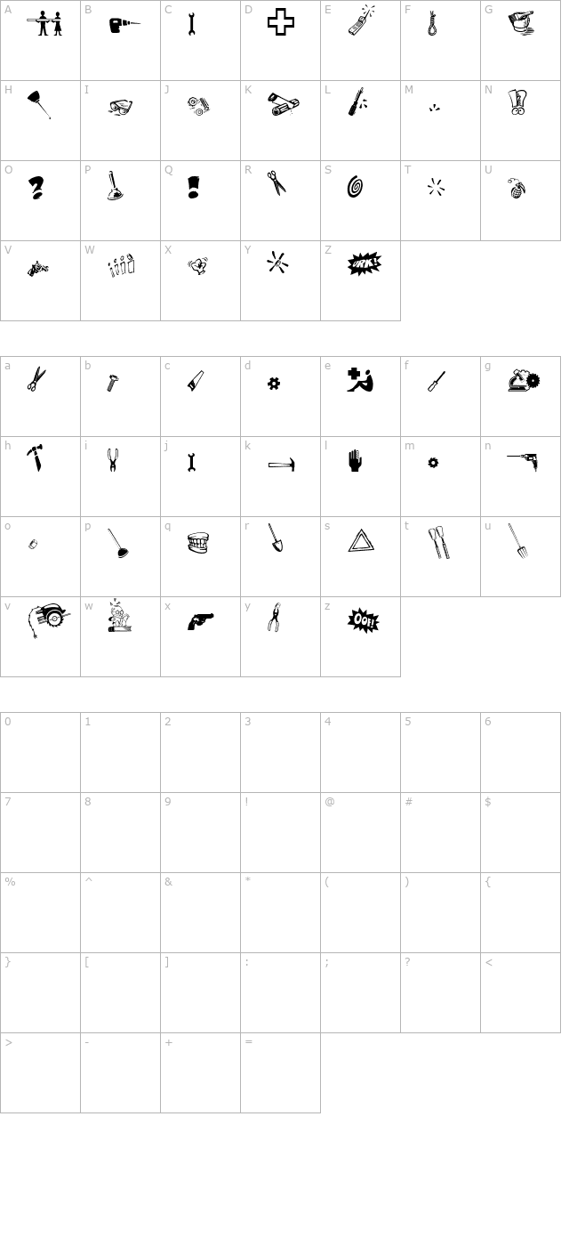 ToolTime character map