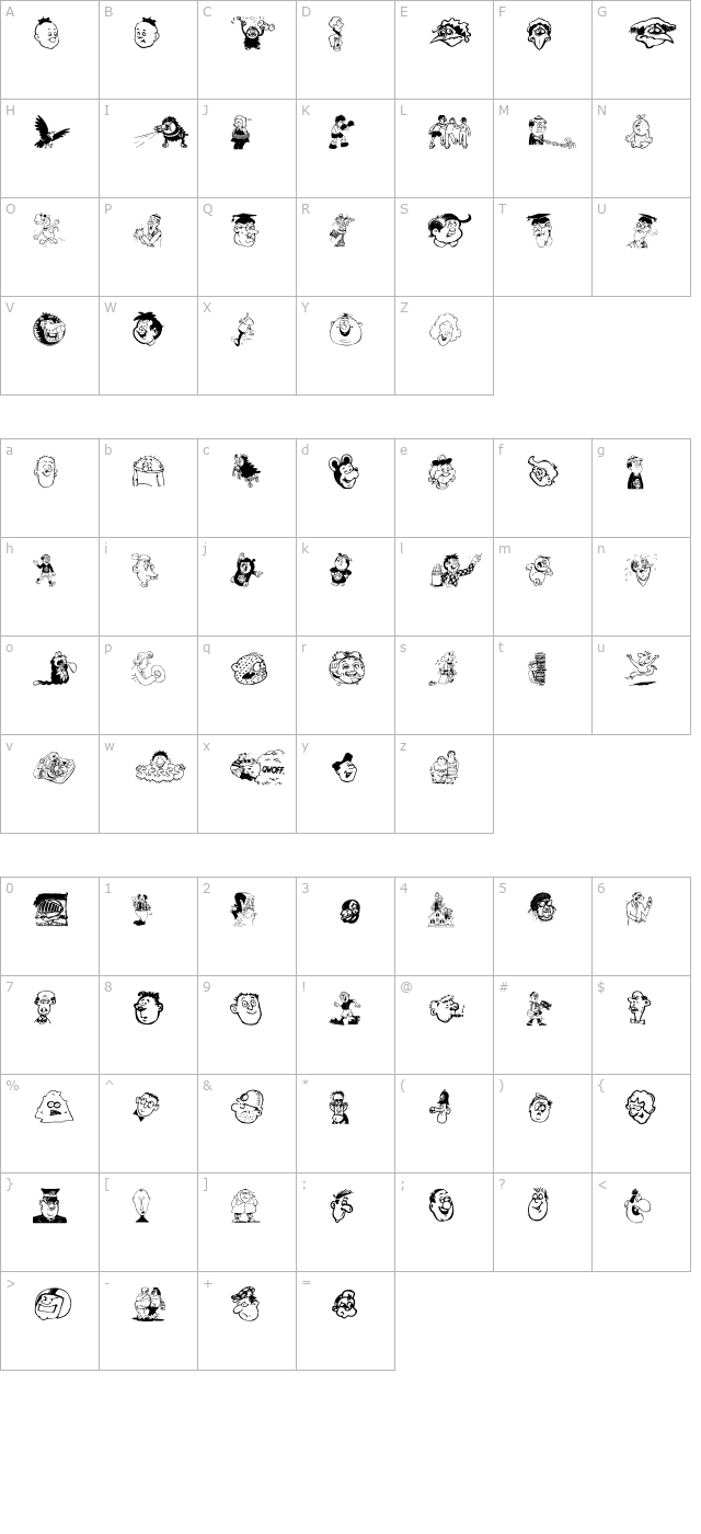 Toons One character map