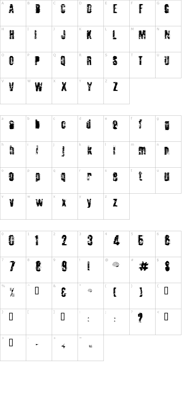 Tooth Ache character map