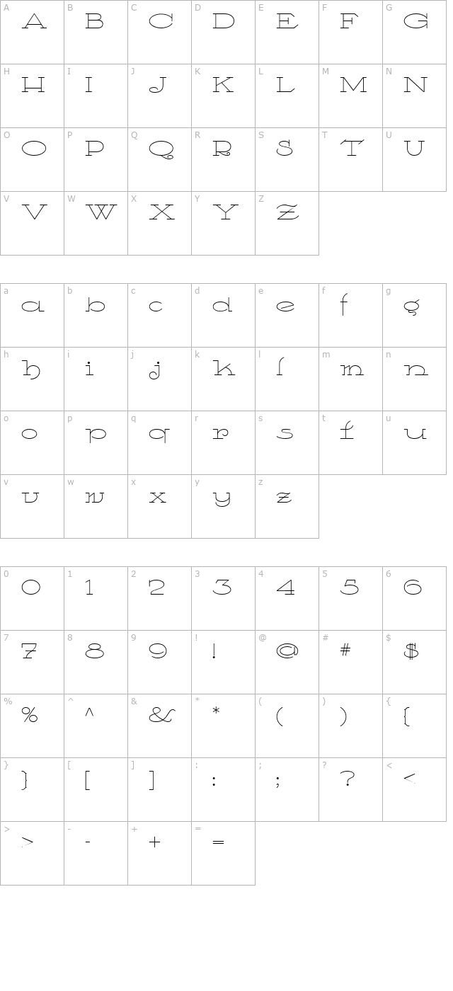 TootSweetBistroNF character map