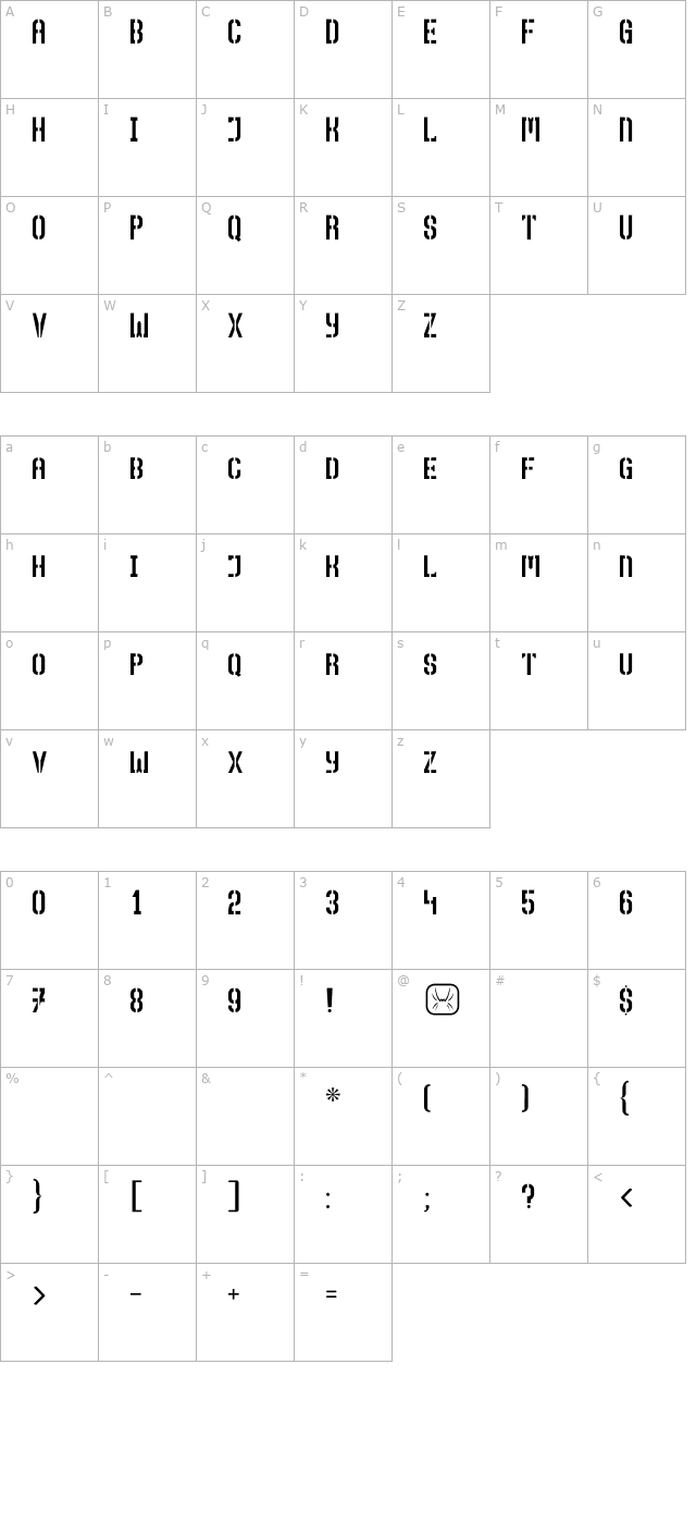 top-secret-otf character map