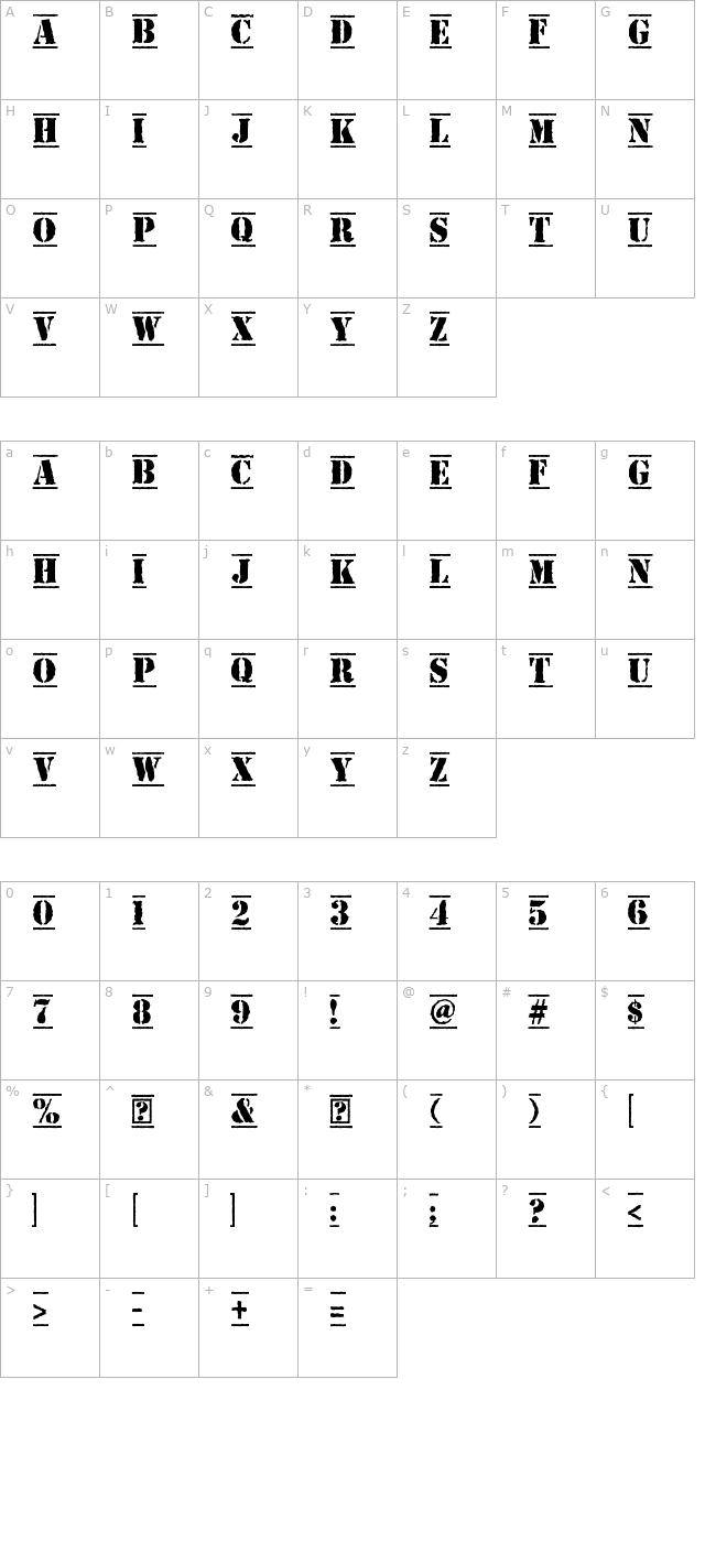 Top Secret character map