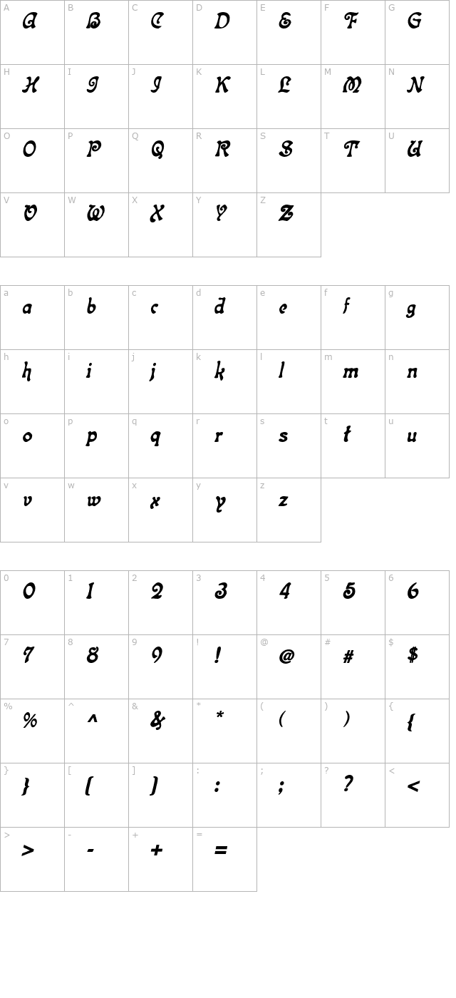 topeka-bold-italic character map