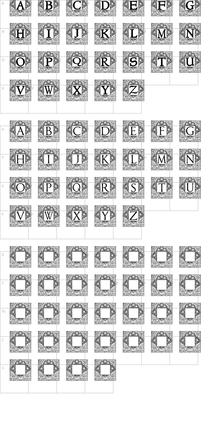 Topiary_Initials character map