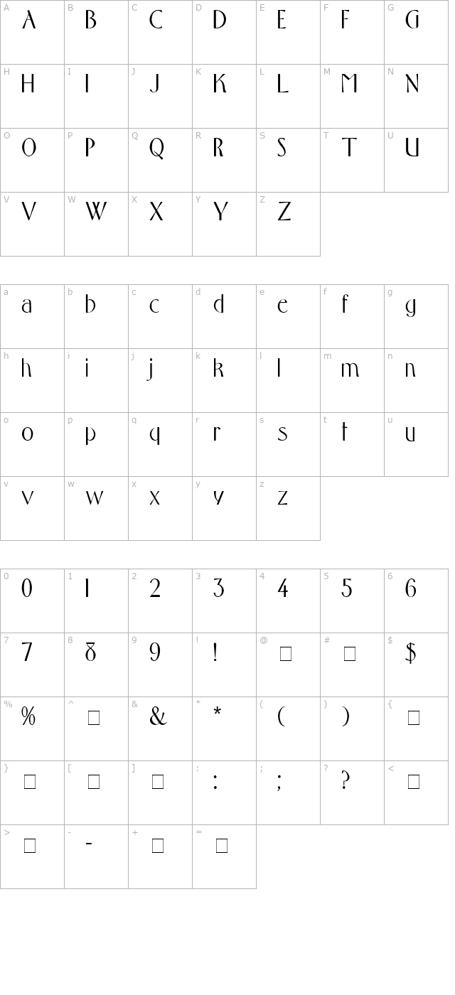 toque-display-ssi character map