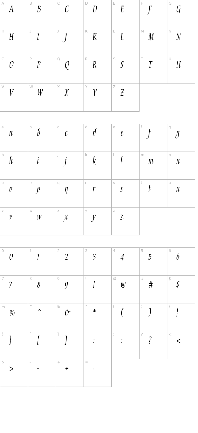 torquemada-one character map