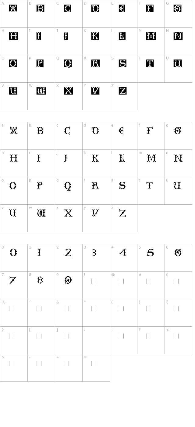 toskana-medium character map