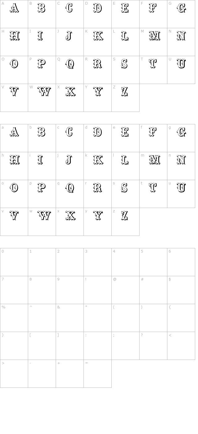 Toskanische Egyptienne Initialen character map