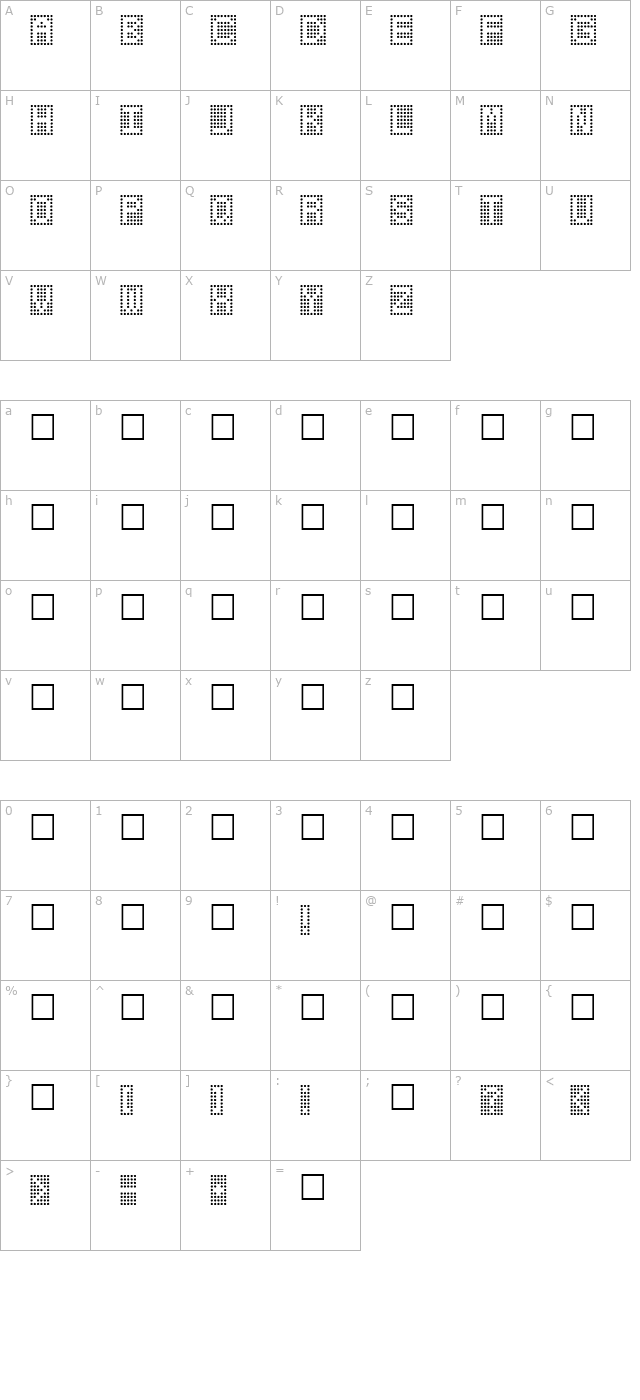 Toteboard character map