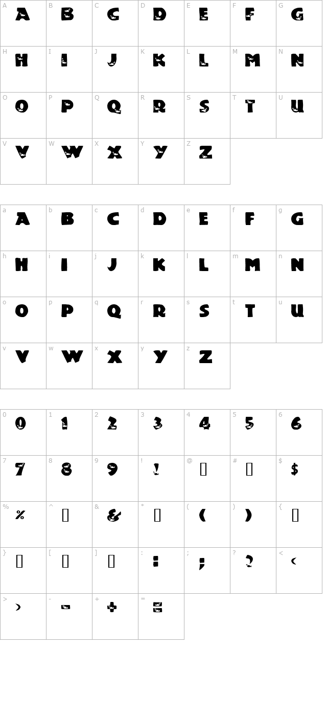 touch-of-nature character map