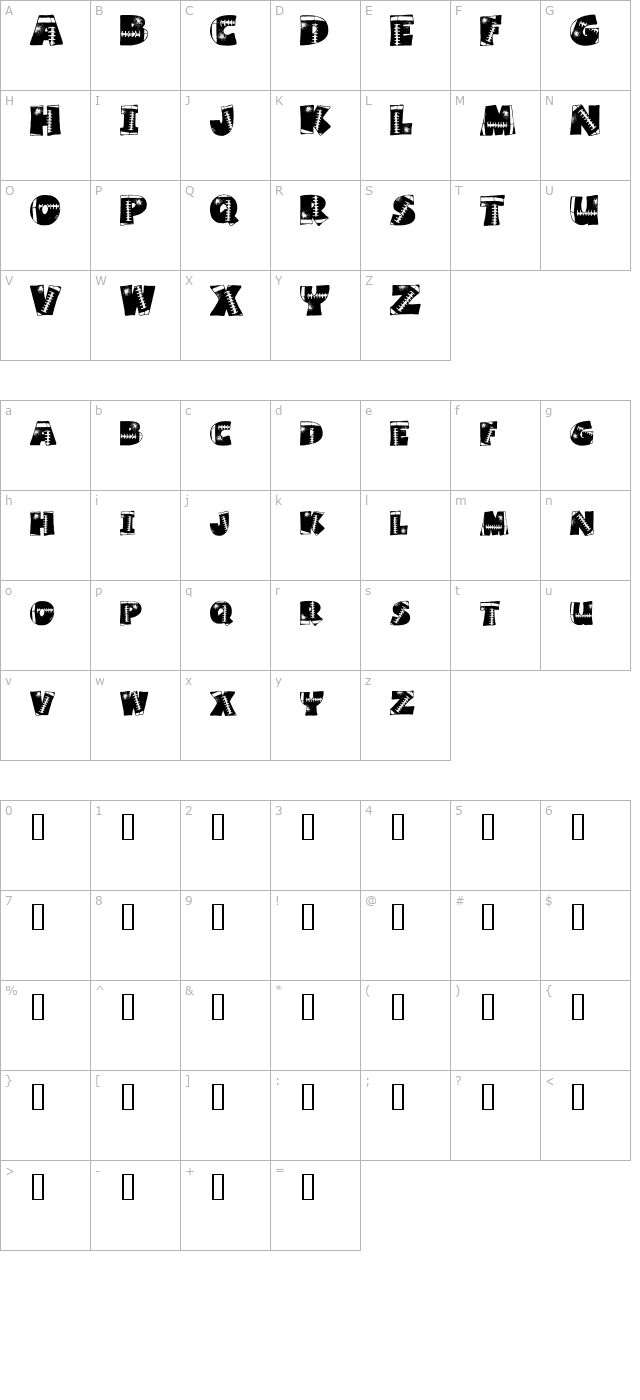 Touchdown character map