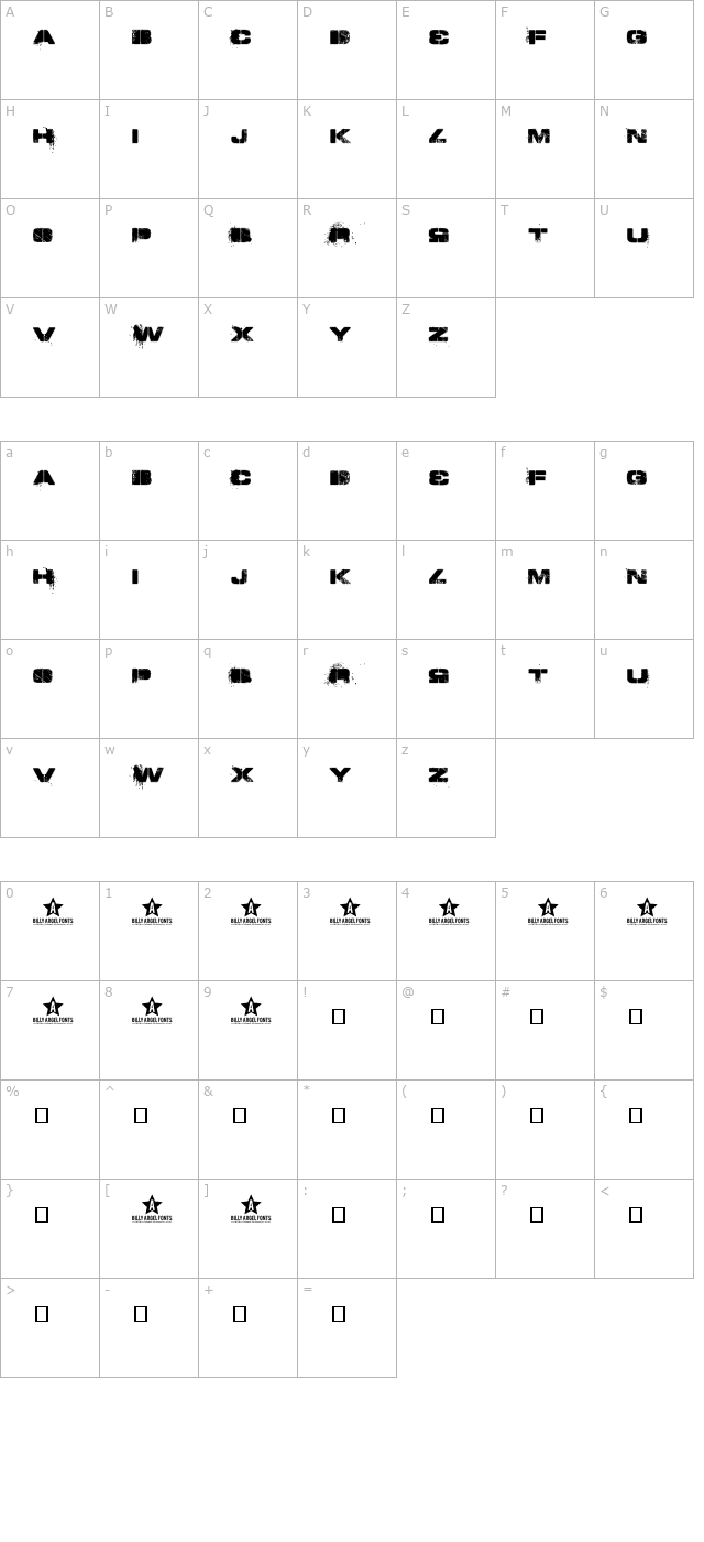 Toy Soldiers character map