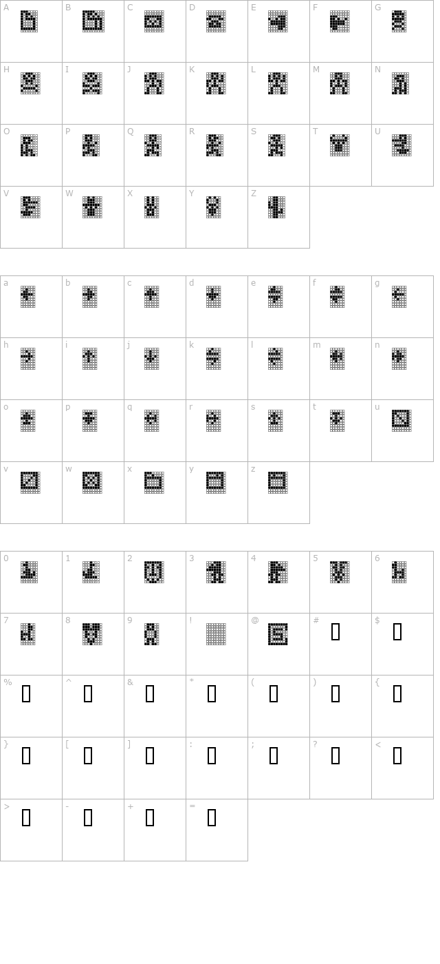 TPF Display Symbol character map