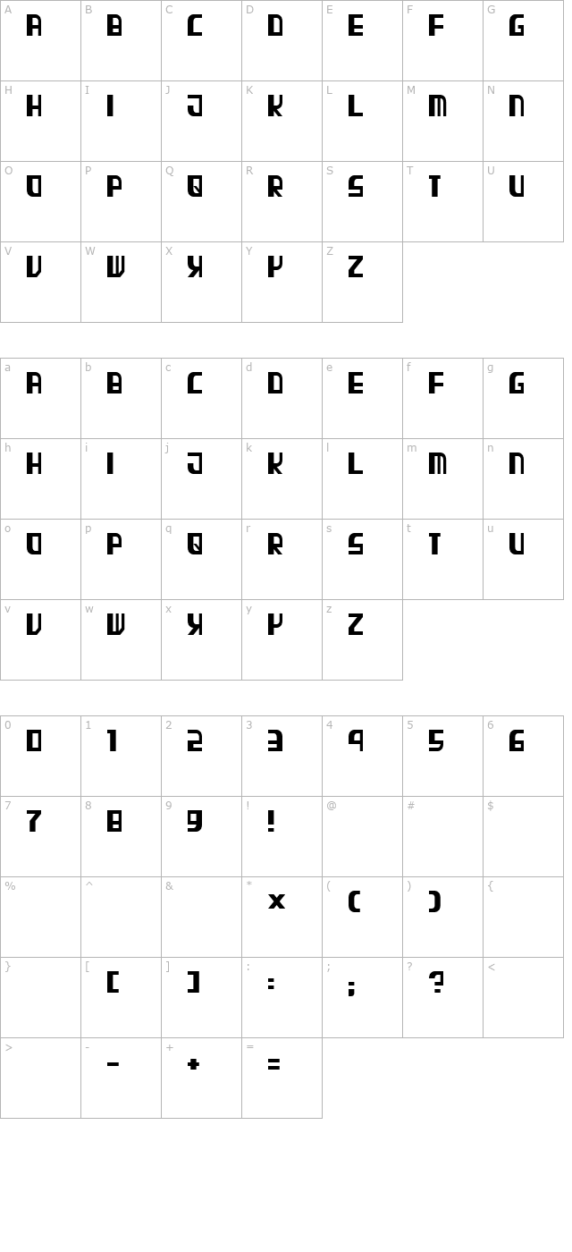 TPF Elephant character map