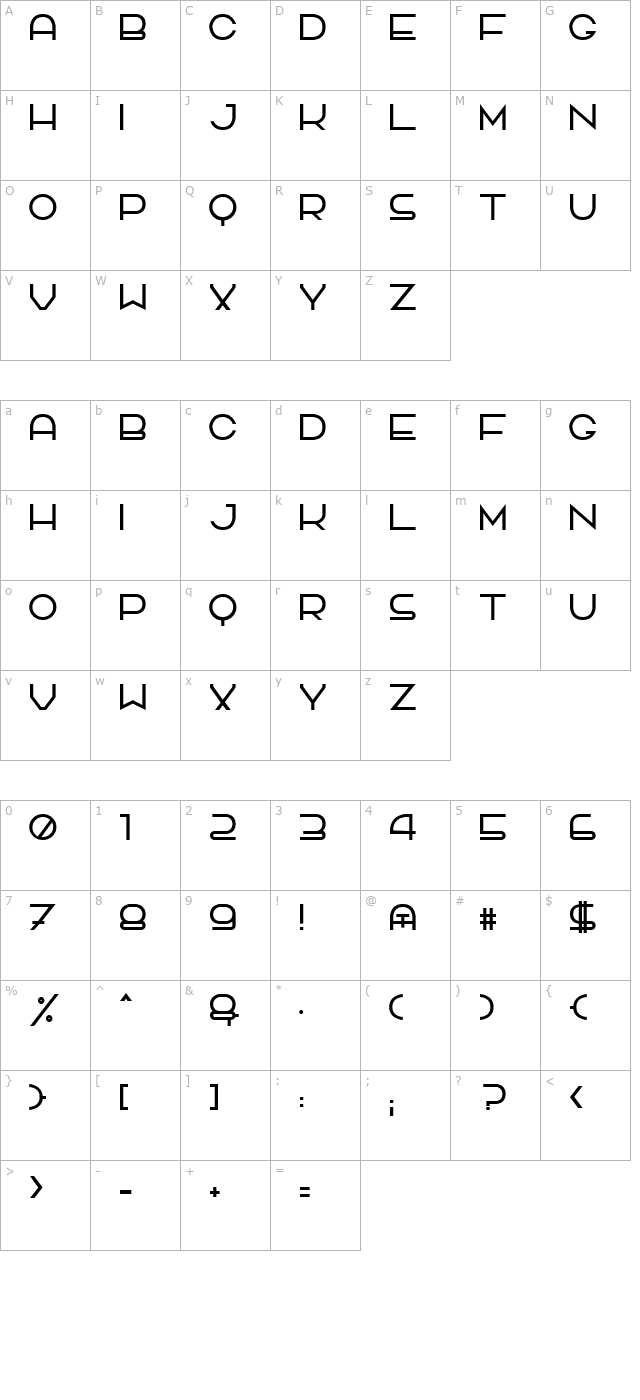 TPF Quackery character map