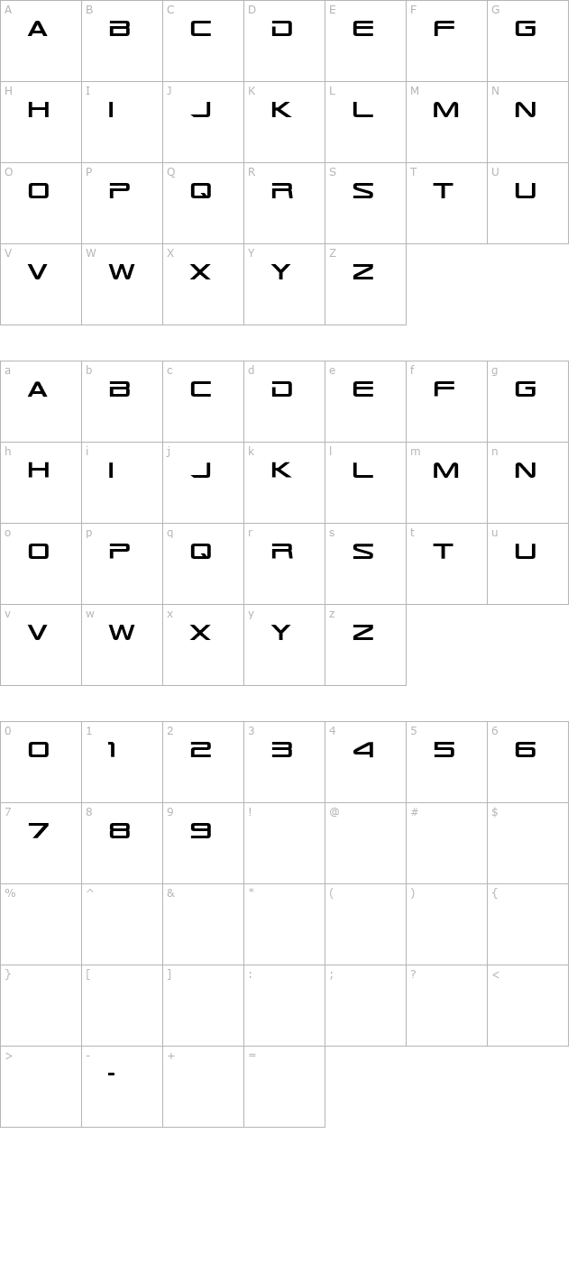 TR-909 character map