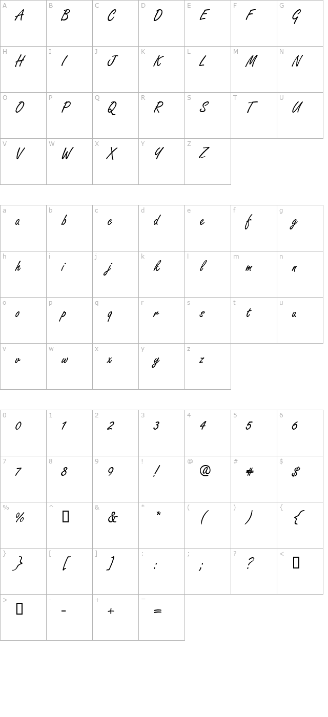 TR Freeport Plain character map