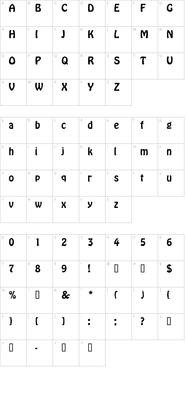 TR Homeward Bound Plain character map