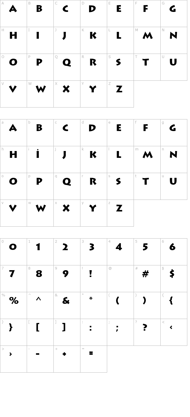 TR Lithograph Bold character map