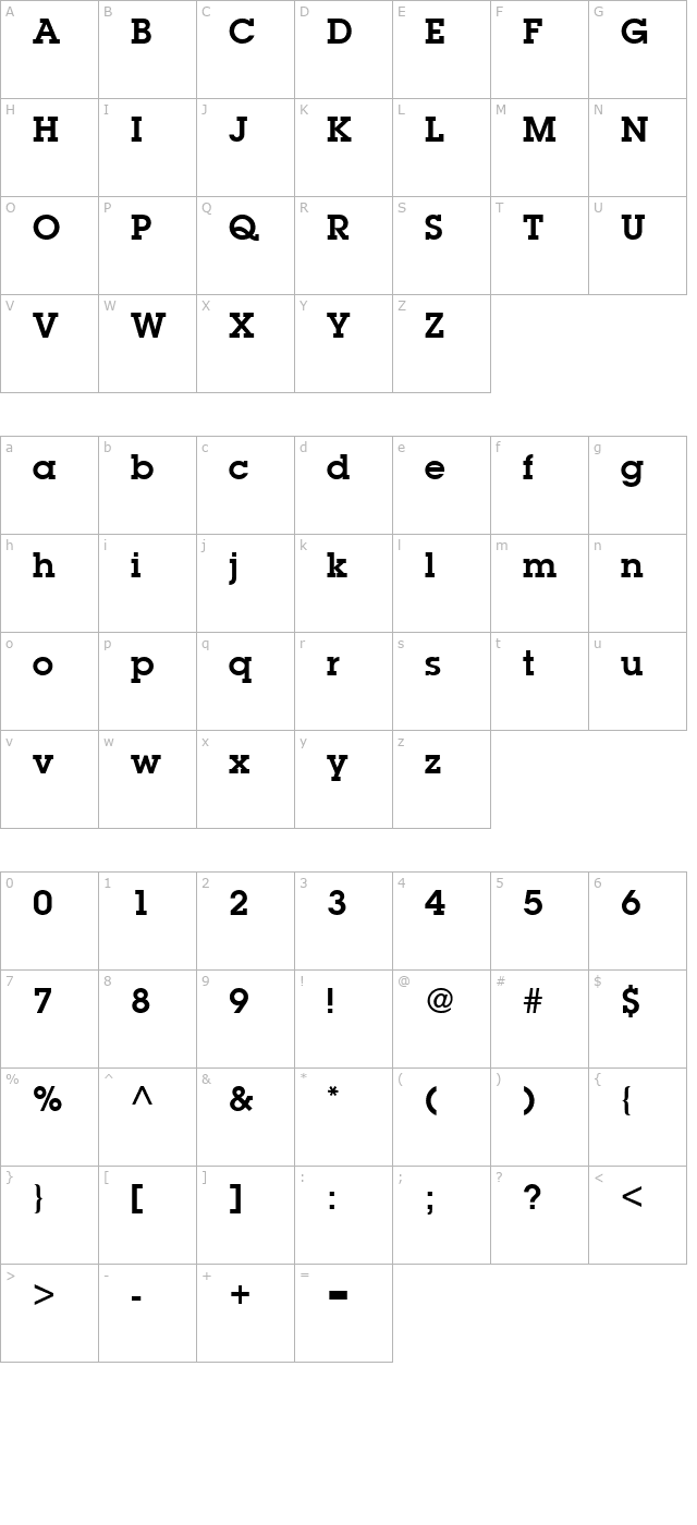 tr-mclean-bold character map