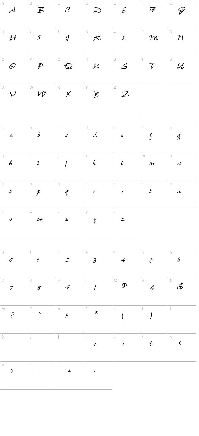 TR Pepper character map