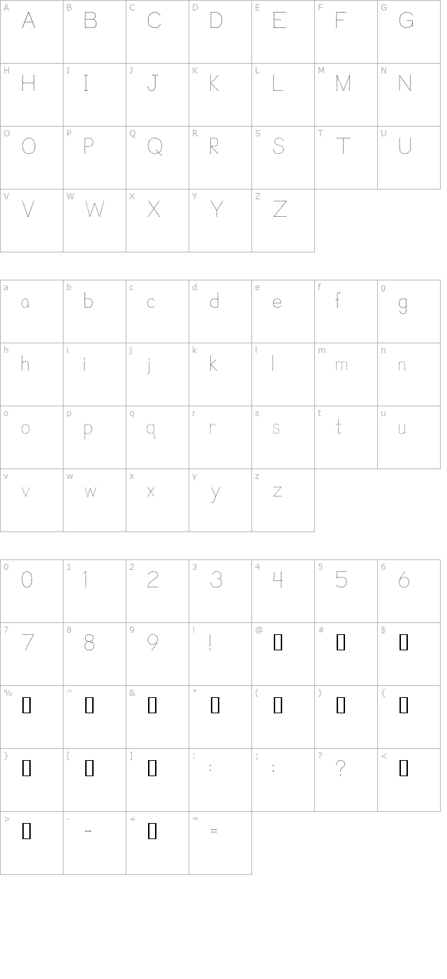 Trace Font for Kids character map